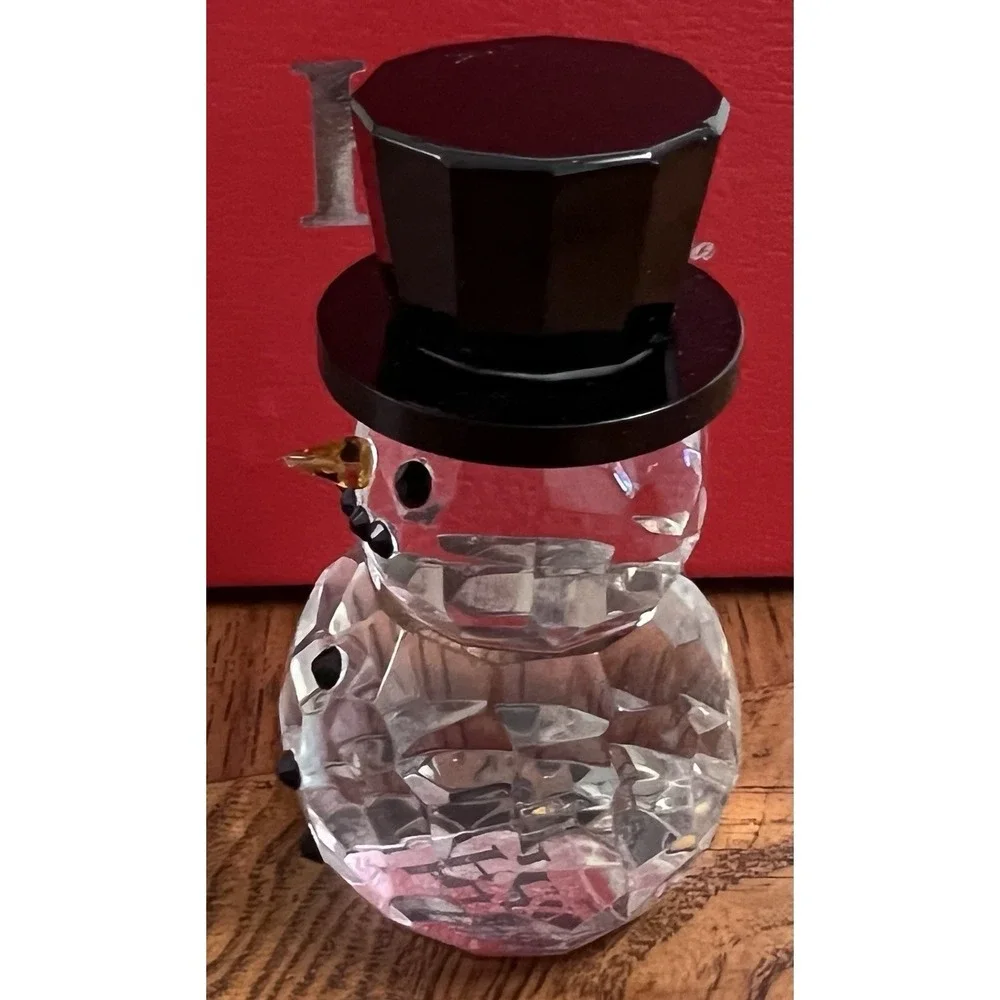 Crystal Snowman Clear  Christmas Figurine / Figure ~ Hyaline & Dora ~ H&D ~ New